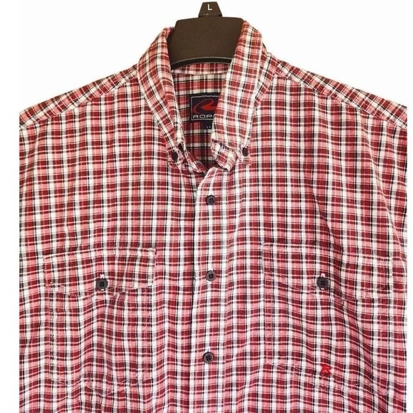 ROPER Shirt Button Down Men's Size Large Tall Plaid Checked Western Casual - Picture 3 of 8